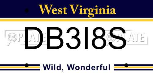 DB3I8S West Virginia License Plate