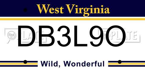 DB3L9O West Virginia License Plate