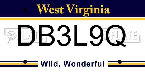 DB3L9Q West Virginia License Plate