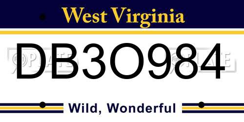 DB3O984 West Virginia License Plate