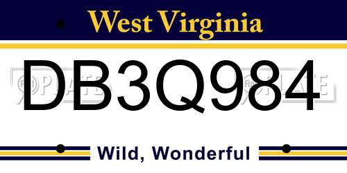 DB3Q984 West Virginia License Plate