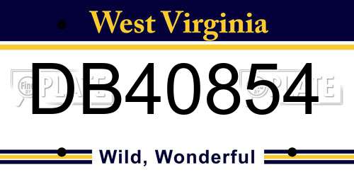 DB40854 West Virginia License Plate