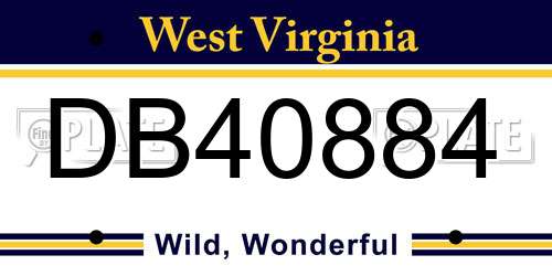 DB40884 West Virginia License Plate