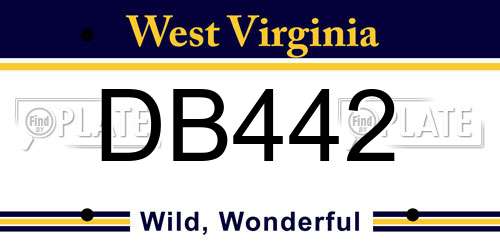 DB442 West Virginia License Plate