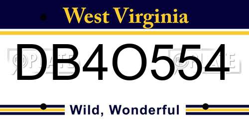 DB4O554 West Virginia License Plate