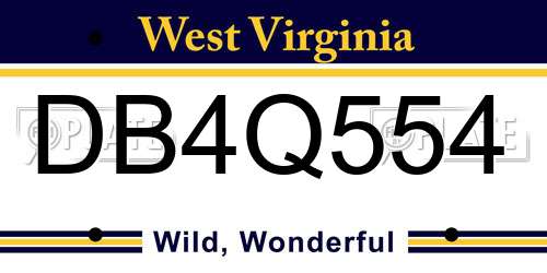 DB4Q554 West Virginia License Plate
