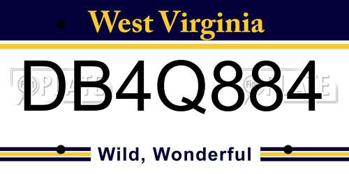 DB4Q884 West Virginia License Plate