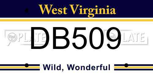 DB509 West Virginia License Plate
