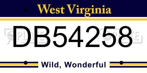 DB54258 West Virginia License Plate