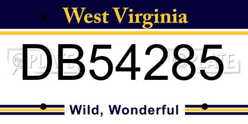DB54285 West Virginia License Plate