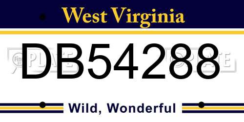DB54288 West Virginia License Plate