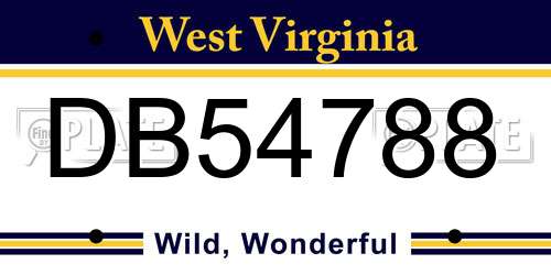 DB54788 West Virginia License Plate