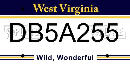 DB5A255 West Virginia License Plate