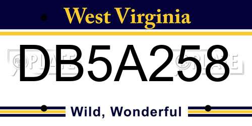 DB5A258 West Virginia License Plate