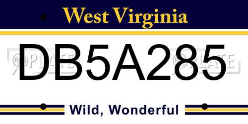 DB5A285 West Virginia License Plate