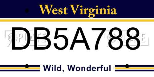 DB5A788 West Virginia License Plate