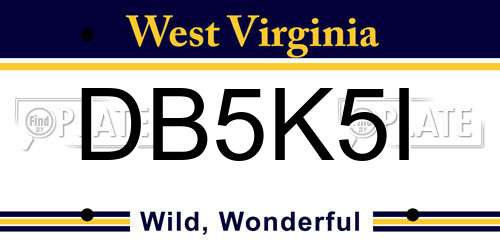 DB5K5I West Virginia License Plate