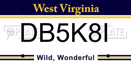 DB5K8I West Virginia License Plate