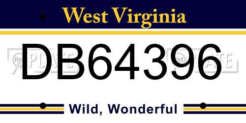 DB64396 West Virginia License Plate
