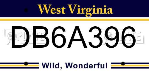 DB6A396 West Virginia License Plate