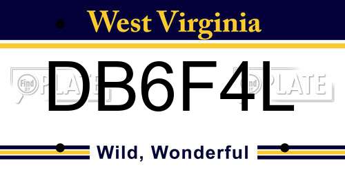 DB6F4L West Virginia License Plate