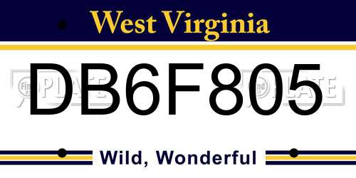 DB6F805 West Virginia License Plate