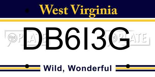 DB6I3G West Virginia License Plate