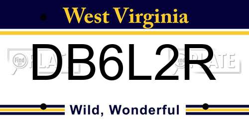 DB6L2R West Virginia License Plate