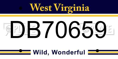 DB70659 West Virginia License Plate