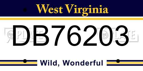 DB76203 West Virginia License Plate
