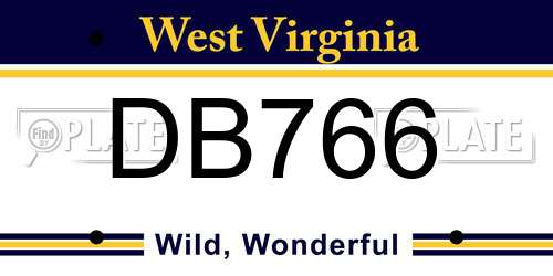 DB766 West Virginia License Plate