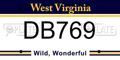 DB769 West Virginia License Plate
