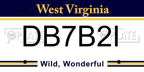 DB7B2I West Virginia License Plate