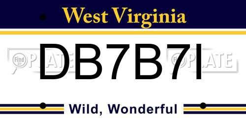 DB7B7I West Virginia License Plate