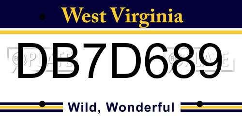 DB7D689 West Virginia License Plate
