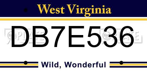 DB7E536 West Virginia License Plate