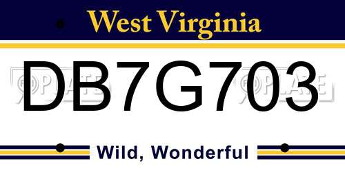 DB7G703 West Virginia License Plate
