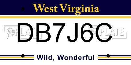 DB7J6C West Virginia License Plate
