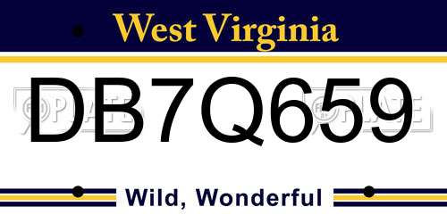 DB7Q659 West Virginia License Plate