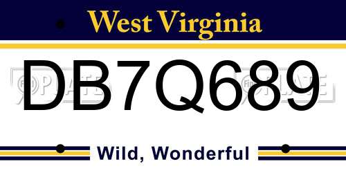 DB7Q689 West Virginia License Plate