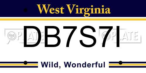 DB7S7I West Virginia License Plate
