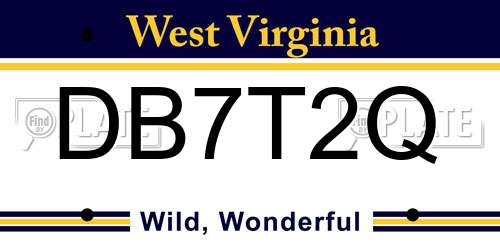 DB7T2Q West Virginia License Plate