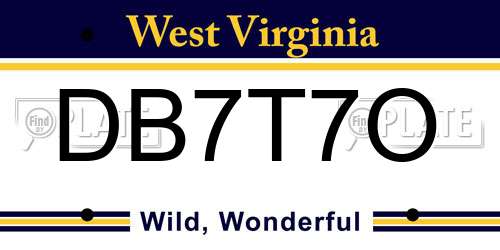 DB7T7O West Virginia License Plate