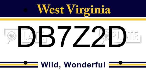 DB7Z2D West Virginia License Plate
