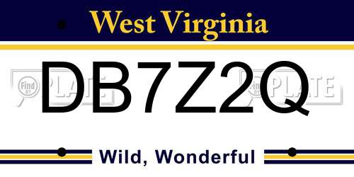 DB7Z2Q West Virginia License Plate