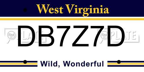 DB7Z7D West Virginia License Plate