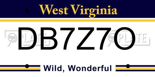 DB7Z7O West Virginia License Plate