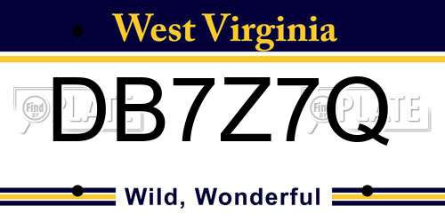 DB7Z7Q West Virginia License Plate