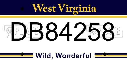 DB84258 West Virginia License Plate
