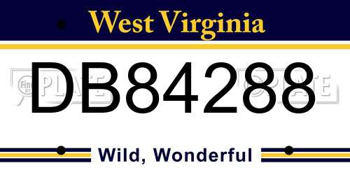 DB84288 West Virginia License Plate